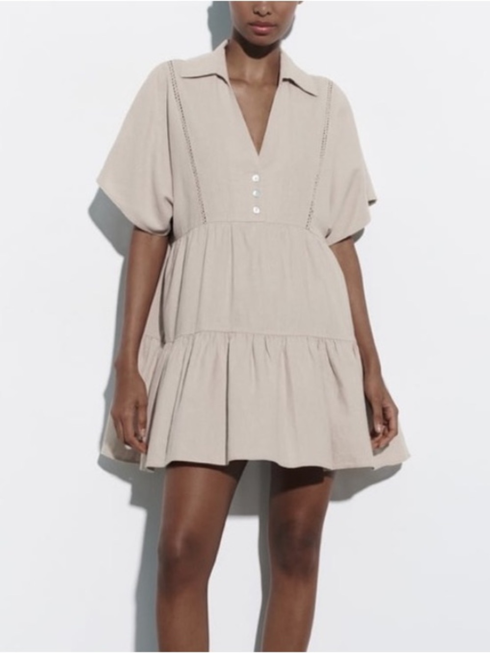 Zara linen blend collar mini dress